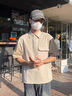 衣然呈品短袖POLO衫男夏季薄款速干山系戶外休閑日系體恤半袖百搭上衣男 杏色 XL 【建議115-140斤】 曬單實拍圖
