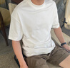 By Creations【莫代爾棉】柏品純色圓領(lǐng)正肩白T恤衫男士夏季透氣商務(wù)休閑短袖t 白色 落肩款 L 曬單實(shí)拍圖