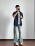 TOMMY HILFIGER【防曬速干】25新款夏季男舒適網(wǎng)眼吸濕透氣短袖襯衣襯衫男39254 藏青色DW5 S （推薦：120-135斤） 曬單實(shí)拍圖