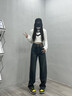 翊尚美牛仔褲女2025春秋新款復古高腰顯瘦闊腿褲子小個子寬松休閑直筒褲 曬單實拍圖