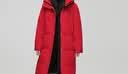 雪中飛羽絨服女中長款工裝連帽過膝時尚冬裝保暖純色外套 紅色 S 曬單實(shí)拍圖