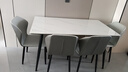 浪漫元素全拖底板天然巖板餐桌亮光純白家用小戶型極簡輕奢家庭飯桌桌子 一桌四椅 （實(shí)木纖維全托底板） 140cm *80cm*75cm 曬單實(shí)拍圖