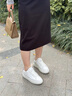 愛步蝶品女鞋小白鞋新款百搭真皮休閑鞋系帶拼色舒適厚底增高鞋219603 白色 35 曬單實(shí)拍圖