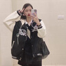 韓惠芷美式棒球服外套女春秋款韓版寬松百搭學(xué)生原宿風(fēng)夾克女裝上衣 A67黑色【復(fù)合面料加厚款】 厚款 L 【建議100-125斤】 曬單實(shí)拍圖