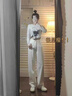 MR.KA大碼女裝2025春夏新款白色直筒牛仔褲胖妹妹寬松顯瘦松弛感彎刀褲 白色 無腰帶 M 【98-108斤】 曬單實(shí)拍圖
