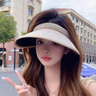 viney草帽女防曬帽子2026新款夏季遮臉發(fā)箍空頂帽草編戶(hù)外女士太陽(yáng)帽 卡其 曬單實(shí)拍圖