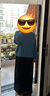 太平鳥女裝半身裙女士中長款高腰壓褶秋冬季修身A字裙 黑色 XL 曬單實拍圖
