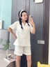 有棵樹(shù)【不染色原棉】女士睡衣女短袖短褲夏季純棉套裝蕾絲睡裙新款 【睡衣】原棉白 M （160） 曬單實(shí)拍圖
