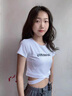 勤記高個子爵士舞服裝女上衣黑色短款露肚臍t恤女短袖2025夏季新款純 白色[/柔軟/穿搭/小眾/港風 S90斤以下 均碼 曬單實拍圖