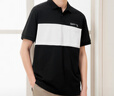 gxgjeans男裝短袖POLO衫2024年夏季黑白撞色英文印花翻領(lǐng)上衣 黑色 2XL 185 曬單實(shí)拍圖