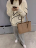 BUGATTI包包女包品牌輕奢侈女士單肩托特包七夕情人節(jié)生日禮物送女友老婆 煙灰色 曬單實拍圖