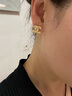 晗藝滿鉆歐美耳釘耳環(huán)高級感輕奢時尚百搭女無耳洞耳夾 金色耳釘一對  尺寸1.4×1.7cm 曬單實拍圖