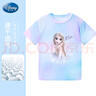 迪士尼愛(ài)莎公主女童短袖t恤兒童速干衣夏季漸變色JXAF4083D 紫色  150 曬單實(shí)拍圖
