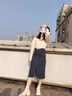 AEMAPE中長(cháng)款后開(kāi)叉牛仔裙女夏季新款小個(gè)子穿搭高腰a字包臀裙半身裙子深藍色 小個(gè)子L (110-120斤) 曬單實(shí)拍圖