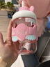 Hello Kitty三麗鷗兒童直飲高顏值塑料水杯雙飲口可愛吸管杯帶茶倉 啵啵太空吸管杯】650ML粉凱蒂貓 曬單實拍圖