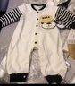 班喜迪嬰兒衣服秋裝嬰幼兒連體衣帥氣男寶寶卡通哈衣外出服條紋爬服春秋 米白 80cm 曬單實(shí)拍圖