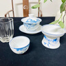 澤名家手繪茶具套裝輕奢新款家用客廳會(huì)客蓋碗茶杯禮盒 荷塘魚趣茶具套組 曬單實(shí)拍圖