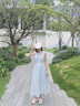 lagogo波嬉風(fēng)淺藍(lán)色無袖連衣裙女拉谷谷2025夏新款度假出游裙子 淺藍(lán)色 M 曬單實(shí)拍圖