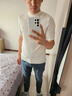 夢(mèng)特嬌（MONTAGUT）秋冬男士短袖針織衫含綿羊毛商務(wù)休閑百搭毛衣男 白色 50  曬單實(shí)拍圖