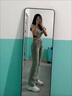 衣然呈品美式復古微喇牛仔褲女秋季新款高腰顯瘦修身彈力潮流休閑長(cháng)褲子女 黃色 M 【建議90-110斤】 曬單實(shí)拍圖