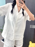 有棵樹(shù)【不染色原棉】女士睡衣女短袖短褲夏季純棉套裝蕾絲睡裙新款 【睡衣】原棉白 M （160） 曬單實(shí)拍圖
