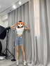 LPOX短褲女夏季高腰牛仔短褲女夏季薄款2025年新款韓版顯瘦設(shè)計感小個 藍(lán)色 M 【90-100斤】 曬單實拍圖