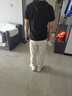 鉑朗尼奧有帶戴帽子的t恤男中年男士短袖t恤連帽華夫格夏季純色衣服修身休 黑色鑫-9605 165M[建議115斤以下 均碼 曬單實(shí)拍圖