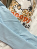 史努比（SNOOPY）童裝兒童短袖套裝男女童純棉t恤防蚊褲 白色格子+藍色努比  160 曬單實(shí)拍圖