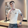 喬易倫短袖t恤男緊身夏季新款ins網(wǎng)紅潮牌男裝痞帥修身精神小伙刺繡圓領(lǐng) 白色 M 曬單實拍圖
