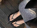 百麗踏人字拖女夏外穿2025新款時尚鏈條夾趾拖鞋軟底防滑沙灘涼拖鞋 黑色 38 曬單實(shí)拍圖