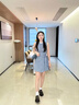 FSHE2025新款小個(gè)子法式無袖背心連衣裙夏季氣質(zhì)藍(lán)色格子a字短裙 【藍(lán)格子】【開春季穿搭miu里miu L 55/60kg 曬單實(shí)拍圖