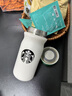 星巴克星巴克（Starbucks）保溫杯高顏值水杯不銹鋼戶(hù)外便攜小巧口袋杯 白綠【帶茶漏】 300ml 曬單實(shí)拍圖