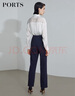 PORTS寶姿 商場(chǎng)同款新品女裝高腰開(kāi)衩微喇長(cháng)褲SL8P001NWB011 黎霧藍 XS (2) 曬單實(shí)拍圖