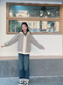 兜兜王國女童針織外套2025新款春裝毛衣女大童針織衫兒童春秋連帽開衫上衣 黑白條紋 150 曬單實(shí)拍圖