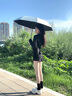 安晴anshine雙層太陽傘防曬防紫外線折疊晴雨傘兩用遮陽傘防曬傘upf50 雅黑 曬單實(shí)拍圖