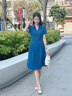 薇洛萱輕熟風(fēng)輕奢時(shí)尚連衣裙女裝2025夏天季新款氣質(zhì)遮肚子純色裙子0232 孔雀藍(lán) M 建議90-102斤 曬單實(shí)拍圖