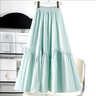 婍妡綠色a字半身裙長(cháng)款小個(gè)子A字大擺裙遮胯中長(cháng)款職業(yè)高檔西裝半身裙 淺綠色 S _94斤以下 曬單實(shí)拍圖