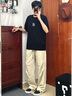 至唯美式傘兵工裝褲男款春夏季寬松直筒垂感闊腿百搭青少年休閑褲子男 杏色 XL 【推薦130-145斤】 曬單實拍圖
