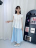 優(yōu)優(yōu)1點(diǎn)（Yoyo one）女童闊腿褲兒童2025新款夏季薄款裙褲大童夏裝女孩褲子套裝褲裙夏 2170藍色 【冰絲·褲裙】 120 120cm 曬單實(shí)拍圖