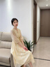 初蟬衣事新中式國風(fēng)連衣裙女2025夏季新款交領(lǐng)收腰仙氣設(shè)計感改良漢服 杏色（繡花） S （預(yù)定） 曬單實(shí)拍圖