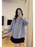 Jret藍色條紋襯衫女2025春秋新款韓版寬松設計感輕奢小眾炸街長(cháng)袖上衣 藍白條紋襯衣 M 曬單實(shí)拍圖