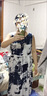 愛(ài)夸貓（AIKUAMAO）棉麻連衣裙中長(cháng)款高檔顯瘦遮肚子2023夏秋季正宗復古水墨畫(huà)媽媽吊 藍色 水墨印花中長(cháng)款兩件套 XL 建議110-120斤 曬單實(shí)拍圖