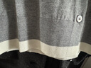 FINITY菲妮迪針織衫秋季新款拼接撞色混紡開(kāi)衫上衣女 灰色 S 曬單實(shí)拍圖