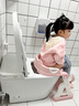 貝娜茜兒童馬桶樓梯式廁所輔助墊架階梯小孩男女寶寶腳踩凳折疊坐便器圈 PVC軟墊加寬踏板- 維爾粉 曬單實(shí)拍圖