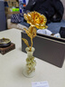 歐柏歷金箔玫瑰花擺件生日禮物創(chuàng)意520送女生情人節(jié)七夕禮物 大號全開玫瑰+粉紅盒+陶瓷瓶 曬單實拍圖