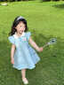 G.DUCKKIDS小黃鴨童裝兒童裙子夏季新款愛(ài)莎公主裙時(shí)髦中小童女寶飛袖POLO裙 藍(lán)色 100 (建議90cm 3-4歲左右)cm 曬單實(shí)拍圖