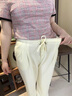 英氏（YEEHOO）孕婦褲子春季薄款孕婦裝無(wú)托腹孕婦直筒褲顯瘦百搭褲 米白 160（M) 曬單實(shí)拍圖
