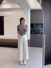 恰凡（QIAFAN）藏藍(lán)色毛呢闊腿褲女秋冬2025新款高腰簡(jiǎn)易百搭軟糯窄版直筒九分褲 藏藍(lán)色-贈(zèng)送腰帶 S /26 【建議80-95斤】 曬單實(shí)拍圖