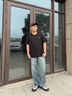 卡賓（CABBEEN）【酵洗石磨】2025夏季高街長(cháng)褲垂感直筒慵懶闊腿寬松牛仔褲男 蔚藍色47（寬松版型） 33 /180/XL 曬單實(shí)拍圖