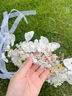 默研（MOYAN）女孩花環(huán)簪花頭飾發(fā)箍 森系仿真花朵飄帶編發(fā)帶頭箍 女童頭花發(fā)飾 白色蝴蝶珠花飄帶  B02-102 曬單實(shí)拍圖